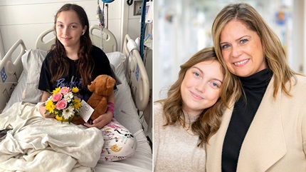 Riley in hospital and Riley with mom