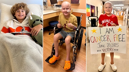 Evan in hospital during treatment 