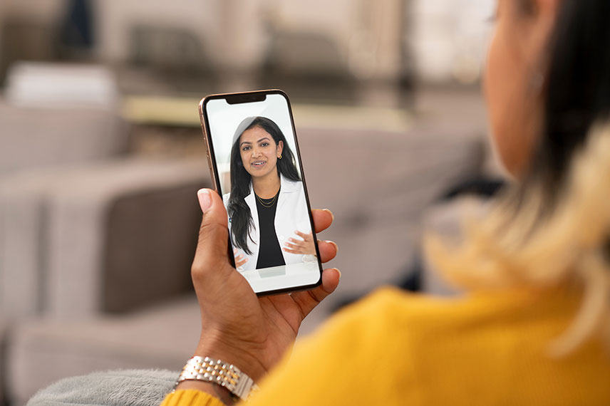 Patient speaking virtually to a Cleveland Clinic provider